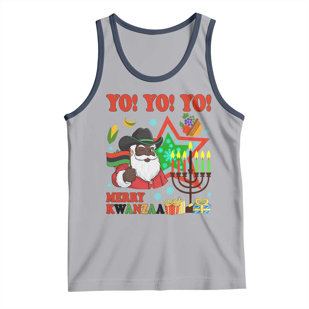 Merry Kwanzaa Black Santa Cowboy Tank Top African Heritage Celebration Gift TS12 Athletic Heather Navy Print Your Wear