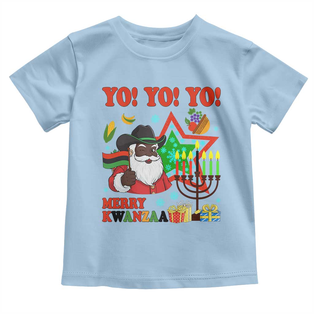 Merry Kwanzaa Black Santa Cowboy Toddler T Shirt African Heritage Celebration Gift TS12 Light Blue Print Your Wear