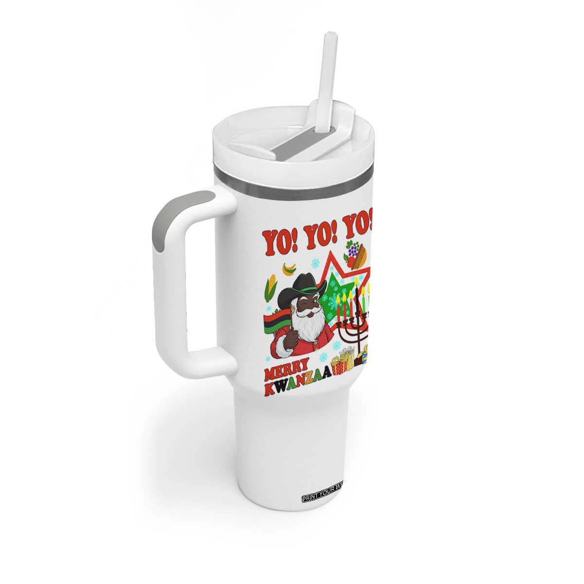 Merry Kwanzaa Black Santa Cowboy Tumbler With Handle African Heritage Celebration Gift TS12 Print Your Wear