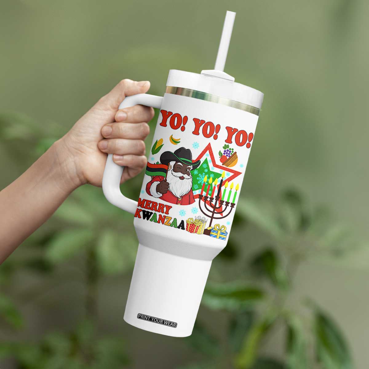 Merry Kwanzaa Black Santa Cowboy Tumbler With Handle African Heritage Celebration Gift TS12 Print Your Wear
