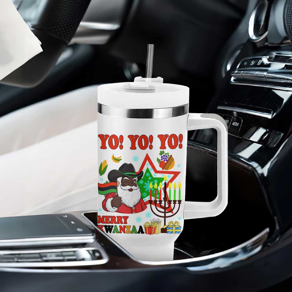 Merry Kwanzaa Black Santa Cowboy Tumbler With Handle African Heritage Celebration Gift TS12 Print Your Wear