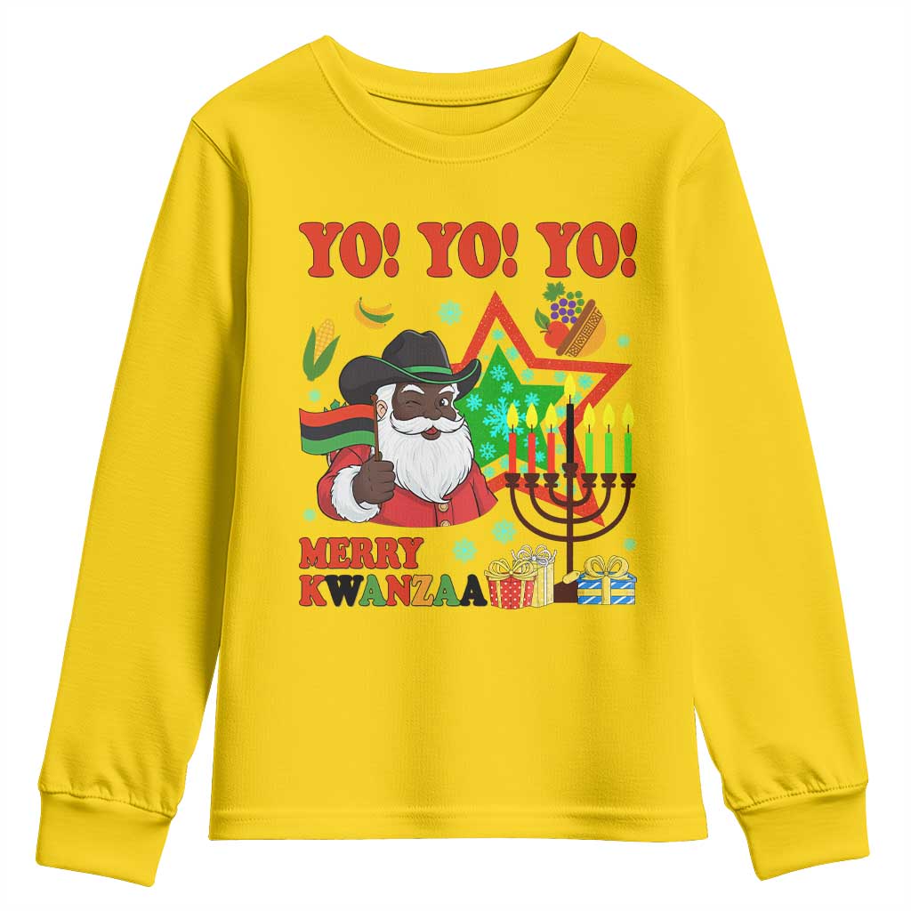 Merry Kwanzaa Black Santa Cowboy Youth Sweatshirt African Heritage Celebration Gift TS12 Daisy Print Your Wear