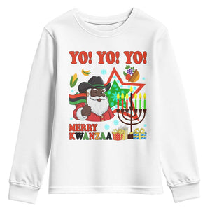 Merry Kwanzaa Black Santa Cowboy Youth Sweatshirt African Heritage Celebration Gift TS12 White Print Your Wear