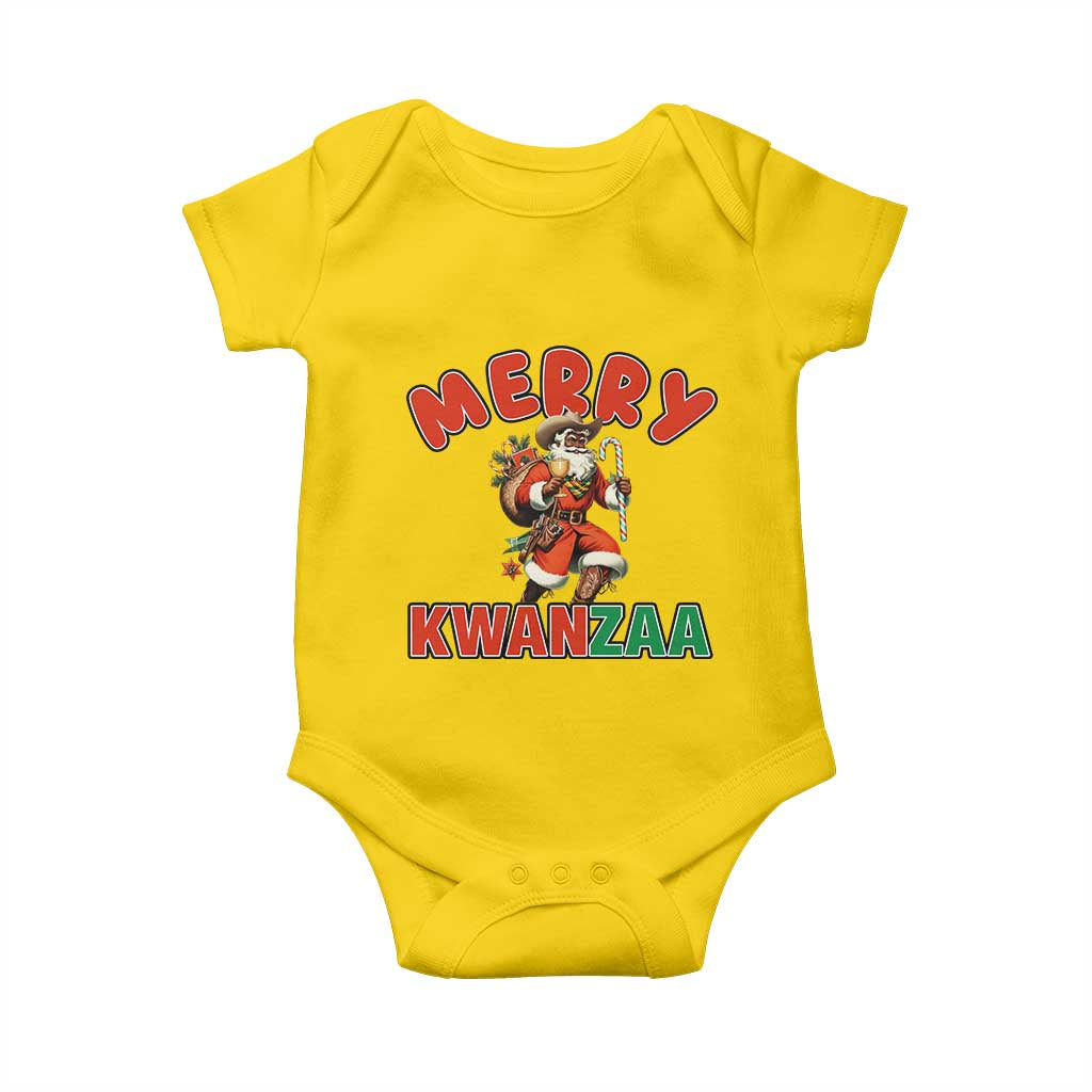 Merry Kwanzaa Cowboy Black Santa Baby Onesie African American Christmas Gift - Print Your Wear
