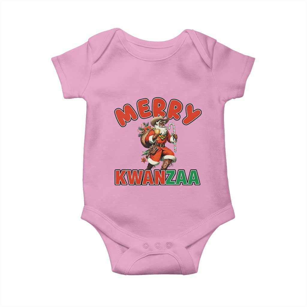 Merry Kwanzaa Cowboy Black Santa Baby Onesie African American Christmas Gift TS12 Light Pink Print Your Wear