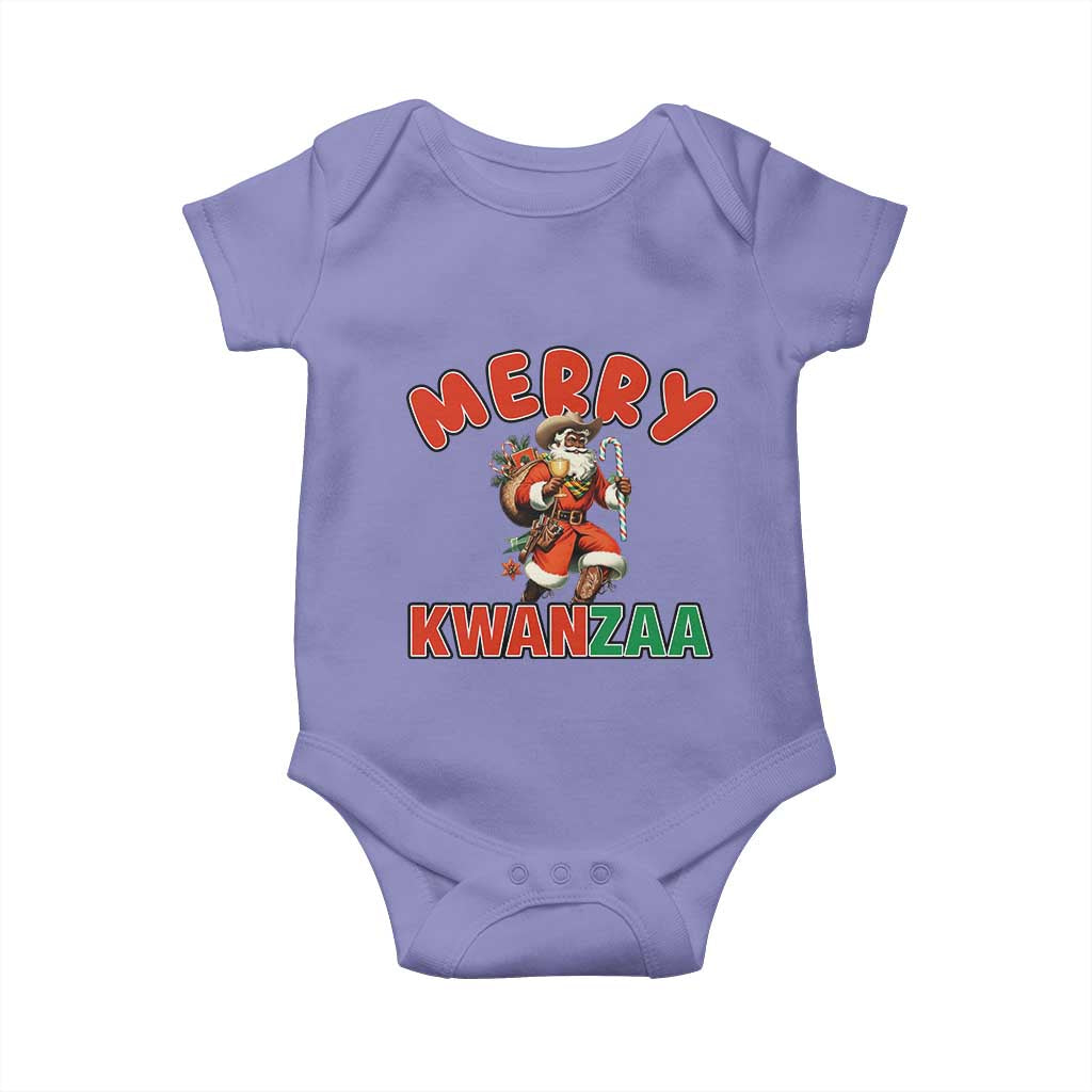 Merry Kwanzaa Cowboy Black Santa Baby Onesie African American Christmas Gift - Print Your Wear