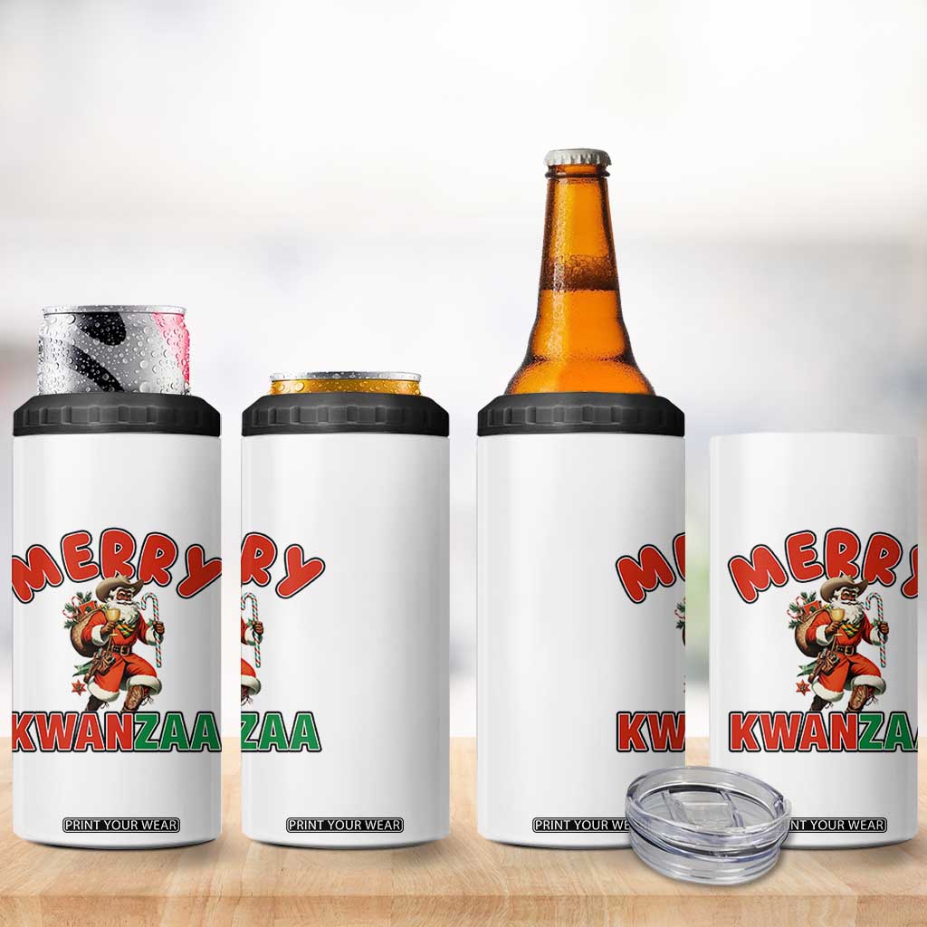Merry Kwanzaa Cowboy Black Santa 4 in 1 Can Cooler Tumbler African American Christmas Gift TS12 Print Your Wear