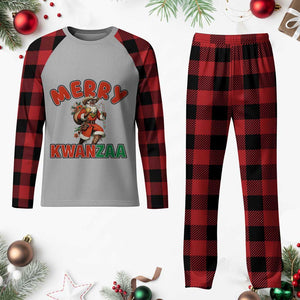 Merry Kwanzaa Cowboy Black Santa Plaid Pajama Set African American Christmas Gift - Print Your Wear