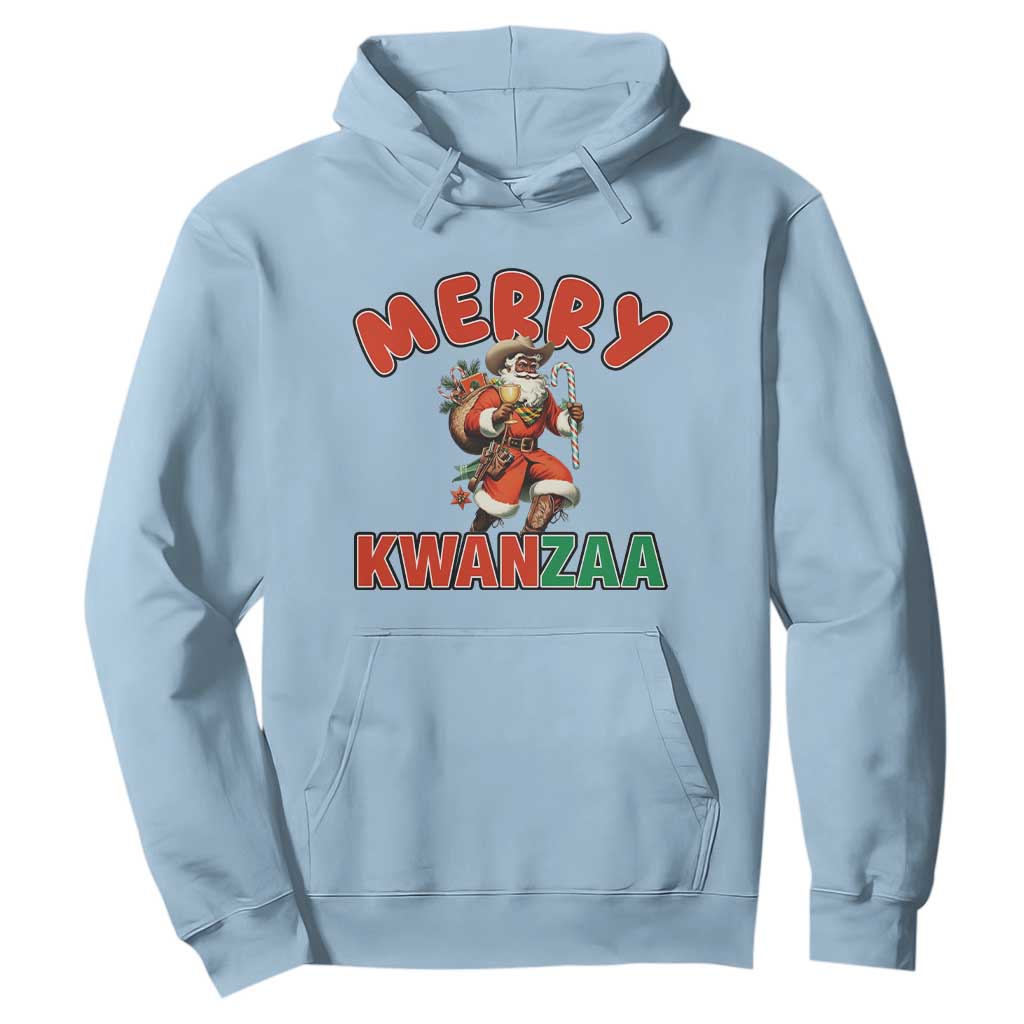 Merry Kwanzaa Cowboy Black Santa Hoodie African American Christmas Gift TS12 Light Blue Print Your Wear