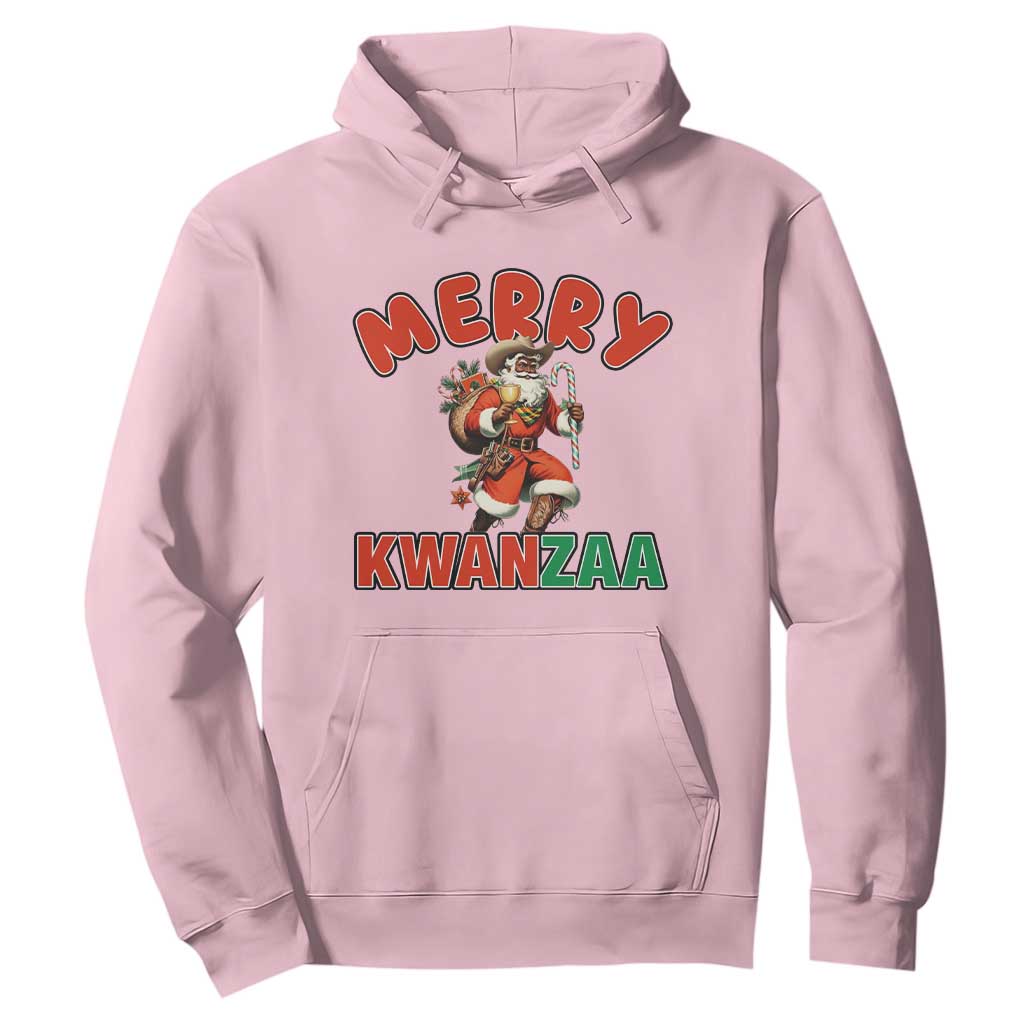 Merry Kwanzaa Cowboy Black Santa Hoodie African American Christmas Gift TS12 Light Pink Print Your Wear