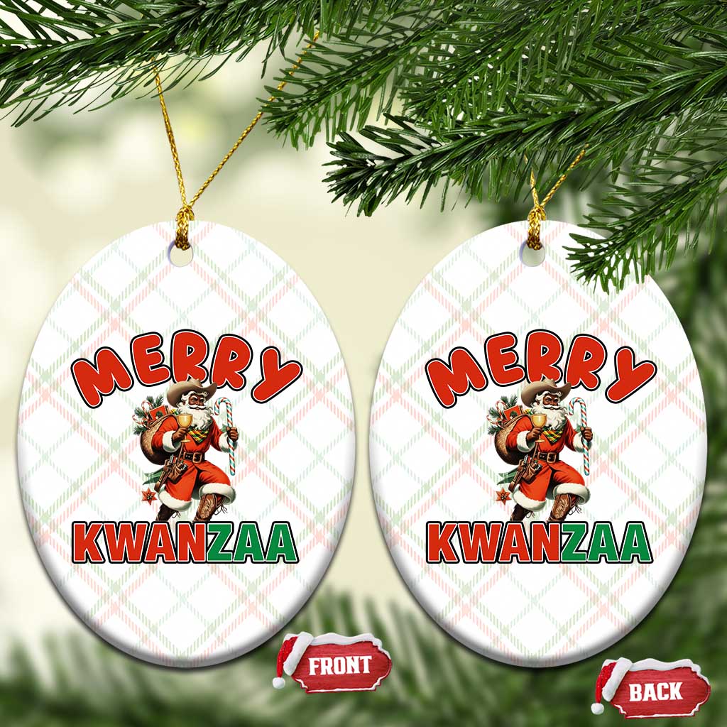 Merry Kwanzaa Cowboy Black Santa Ceramic Ornament African American Christmas Gift TS12 Print Your Wear