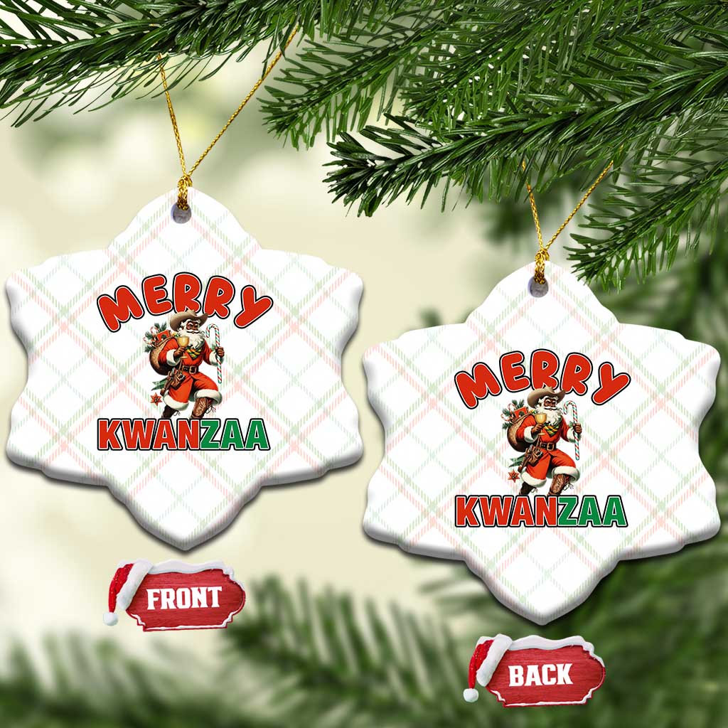 Merry Kwanzaa Cowboy Black Santa Ceramic Ornament African American Christmas Gift TS12 Print Your Wear