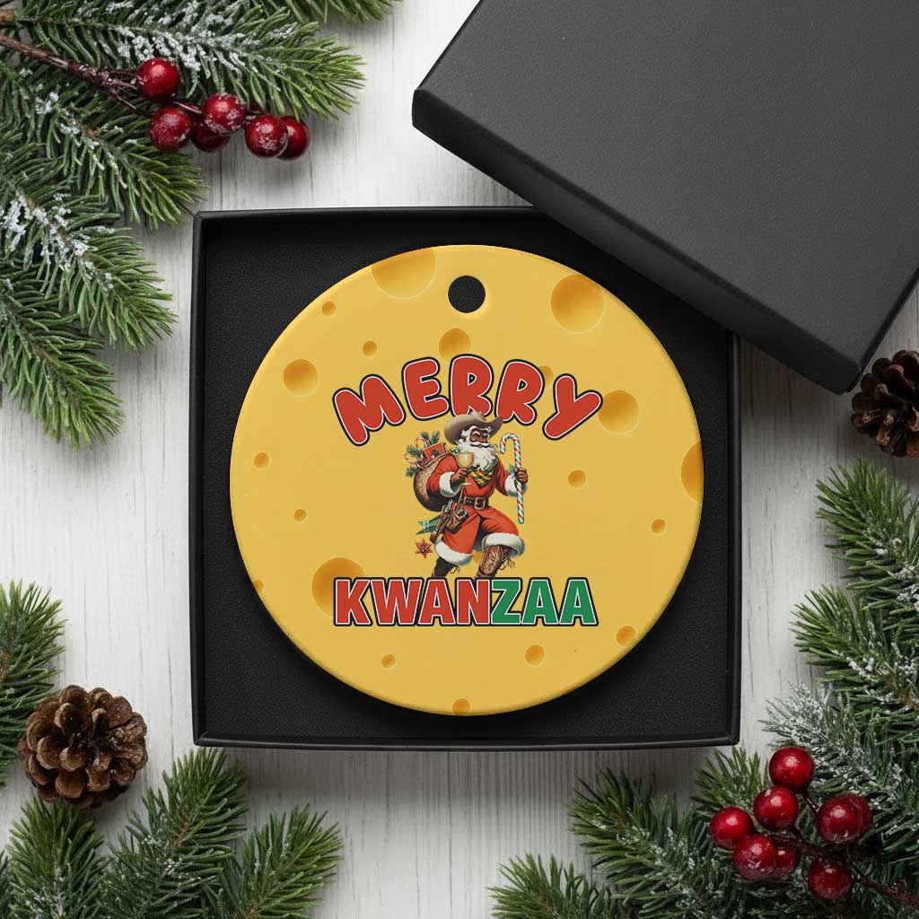 Merry Kwanzaa Cowboy Black Santa Ceramic Ornament African American Christmas Gift TS12 1pc Yellow Cheese Print Your Wear