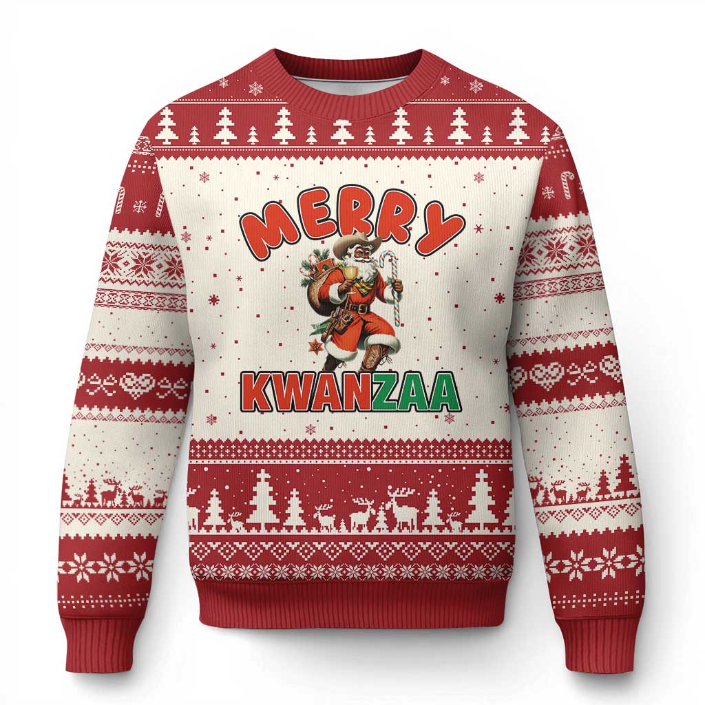 Merry Kwanzaa Cowboy Black Santa Ugly Christmas Sweater African American Xmas Gift TS12 Beige Red Print Your Wear