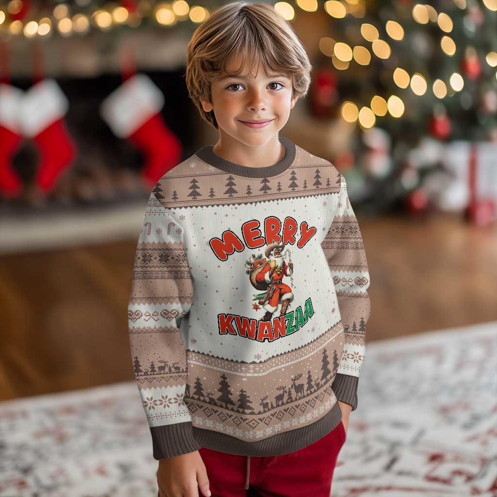 Merry Kwanzaa Cowboy Black Santa Ugly Christmas Sweater African American Xmas Gift TS12 Mocha Mousse Print Your Wear