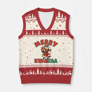 Merry Kwanzaa Cowboy Black Santa V-Neck Knit Sweater Vest African American Xmas Gift TS12 Beige Red Print Your Wear
