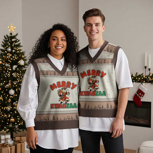 Merry Kwanzaa Cowboy Black Santa V-Neck Knit Sweater Vest African American Xmas Gift TS12 Mocha Mousse Print Your Wear