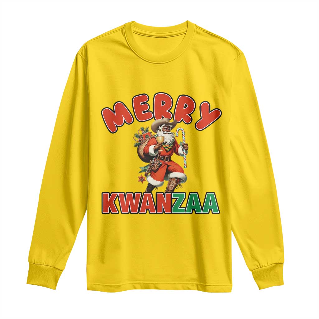 Merry Kwanzaa Cowboy Black Santa Long Sleeve Shirt African American Christmas Gift TS12 Daisy Print Your Wear
