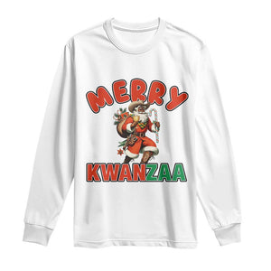 Merry Kwanzaa Cowboy Black Santa Long Sleeve Shirt African American Christmas Gift TS12 White Print Your Wear