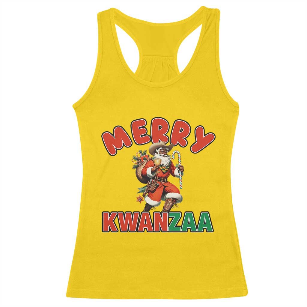 Merry Kwanzaa Cowboy Black Santa Racerback Tank Top African American Christmas Gift TS12 Daisy Print Your Wear