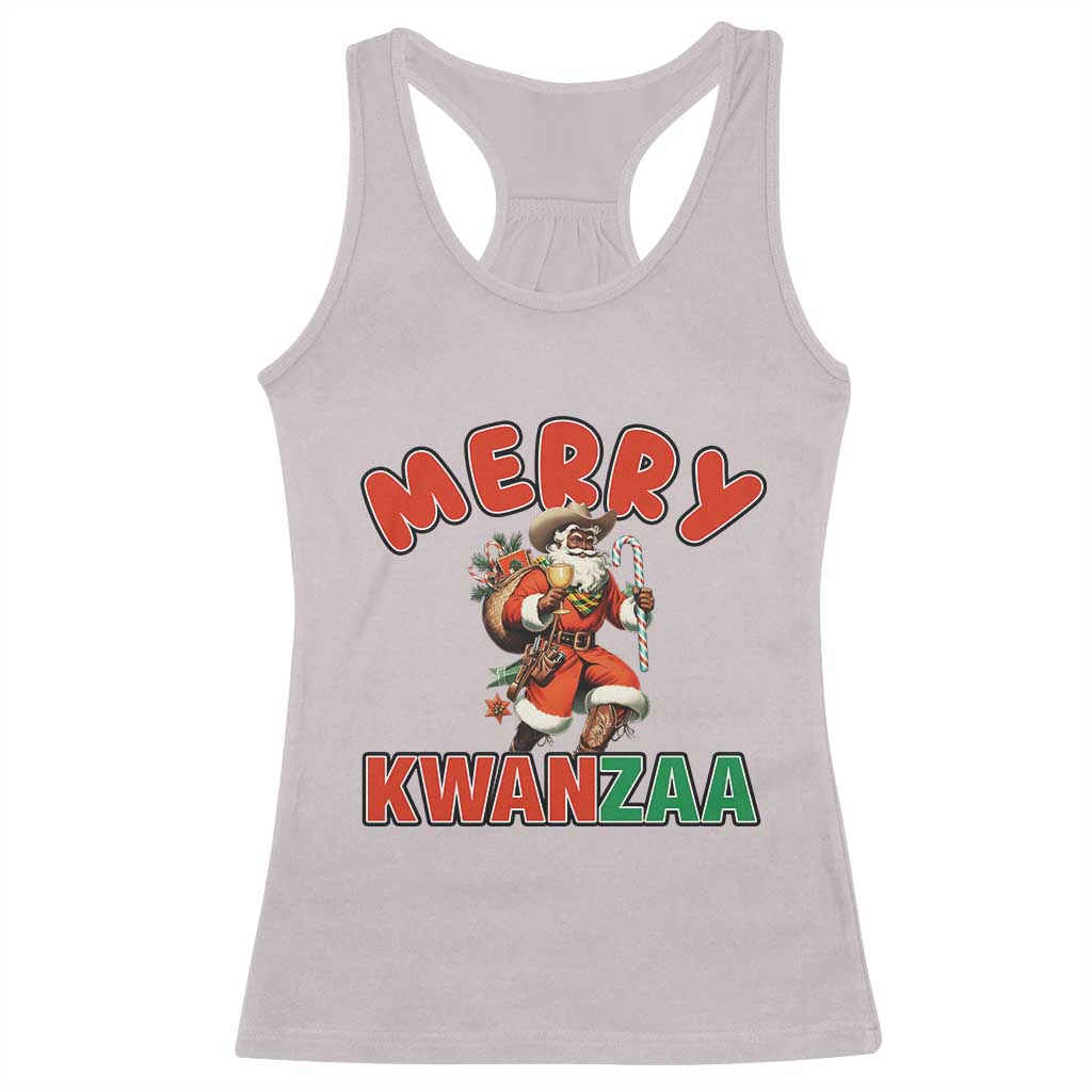 Merry Kwanzaa Cowboy Black Santa Racerback Tank Top African American Christmas Gift TS12 Ice Gray Print Your Wear