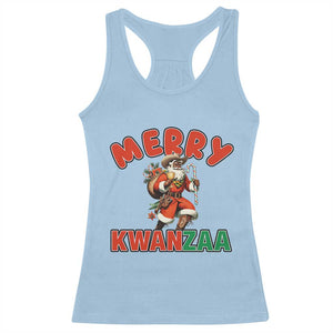 Merry Kwanzaa Cowboy Black Santa Racerback Tank Top African American Christmas Gift TS12 Light Blue Print Your Wear