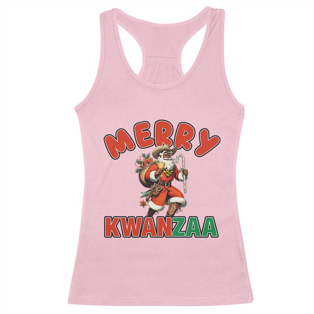 Merry Kwanzaa Cowboy Black Santa Racerback Tank Top African American Christmas Gift TS12 Light Pink Print Your Wear