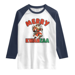 Merry Kwanzaa Cowboy Black Santa Raglan Shirt African American Christmas Gift TS12 White Navy Print Your Wear