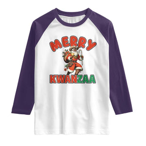 Merry Kwanzaa Cowboy Black Santa Raglan Shirt African American Christmas Gift TS12 White Purple Print Your Wear