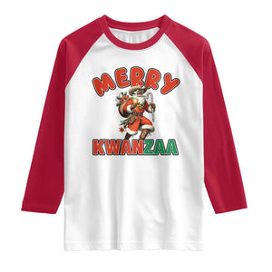 Merry Kwanzaa Cowboy Black Santa Raglan Shirt African American Christmas Gift TS12 White Red Print Your Wear