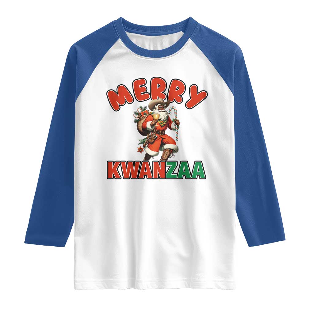 Merry Kwanzaa Cowboy Black Santa Raglan Shirt African American Christmas Gift TS12 White Royal Print Your Wear