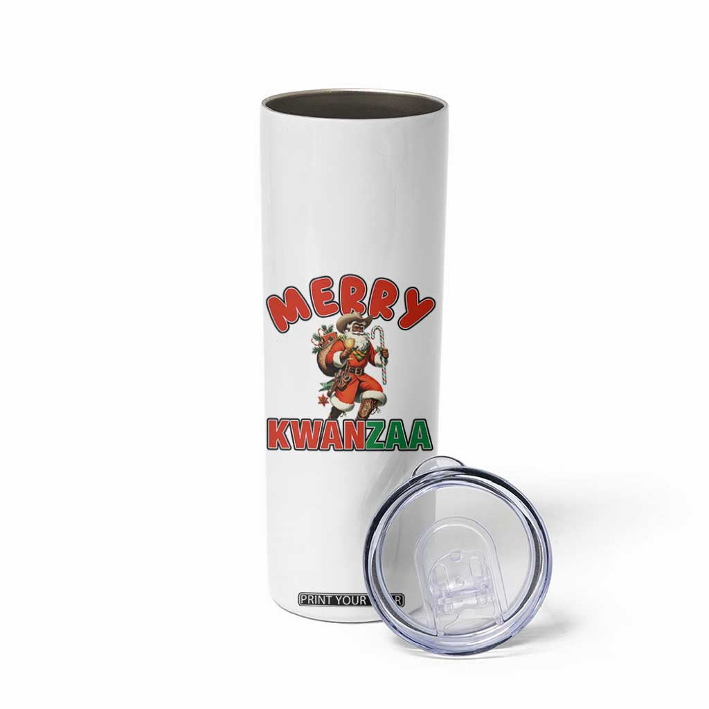 Merry Kwanzaa Cowboy Black Santa Skinny Tumbler African American Christmas Gift TS12 Print Your Wear