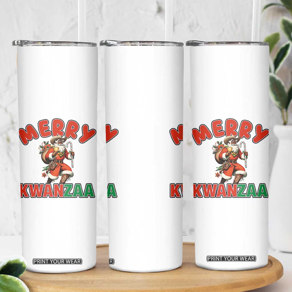 Merry Kwanzaa Cowboy Black Santa Skinny Tumbler African American Christmas Gift TS12 Print Your Wear