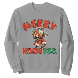 Merry Kwanzaa Cowboy Black Santa Sweatshirt African American Christmas Gift TS12 Sport Gray Print Your Wear