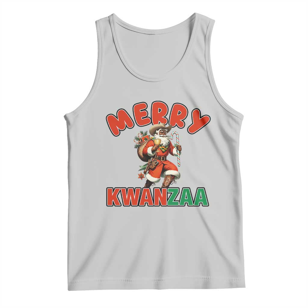 Merry Kwanzaa Cowboy Black Santa Tank Top African American Christmas Gift TS12 Ash Print Your Wear