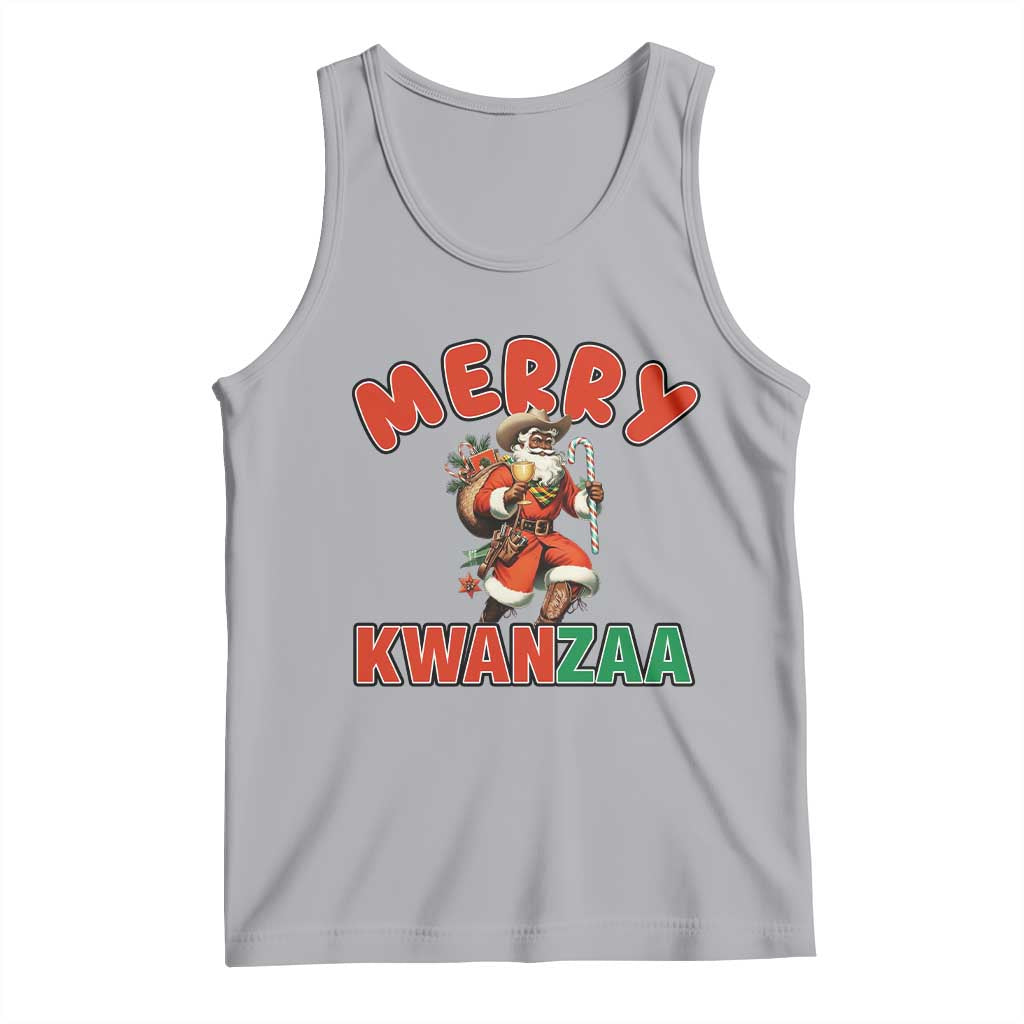 Merry Kwanzaa Cowboy Black Santa Tank Top African American Christmas Gift TS12 Athletic Heather Print Your Wear