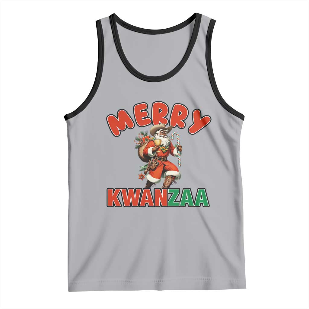 Merry Kwanzaa Cowboy Black Santa Tank Top African American Christmas Gift TS12 Athletic Heather Black Print Your Wear