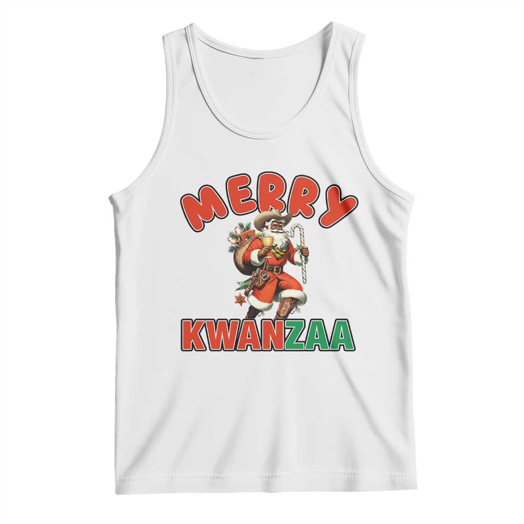 Merry Kwanzaa Cowboy Black Santa Tank Top African American Christmas Gift TS12 White Print Your Wear
