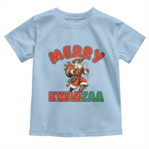 Merry Kwanzaa Cowboy Black Santa Toddler T Shirt African American Christmas Gift TS12 Light Blue Print Your Wear
