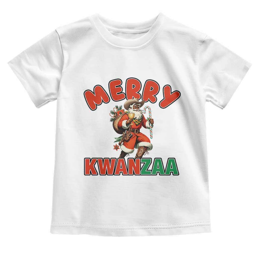 Merry Kwanzaa Cowboy Black Santa Toddler T Shirt African American Christmas Gift TS12 White Print Your Wear
