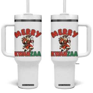 Merry Kwanzaa Cowboy Black Santa Tumbler With Handle African American Christmas Gift TS12 One Size: 40 oz White Print Your Wear