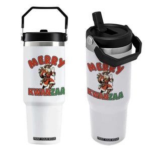 Merry Kwanzaa Cowboy Black Santa Flip Straw Tumbler African American Christmas Gift TS12 One Size: 30 oz White Print Your Wear