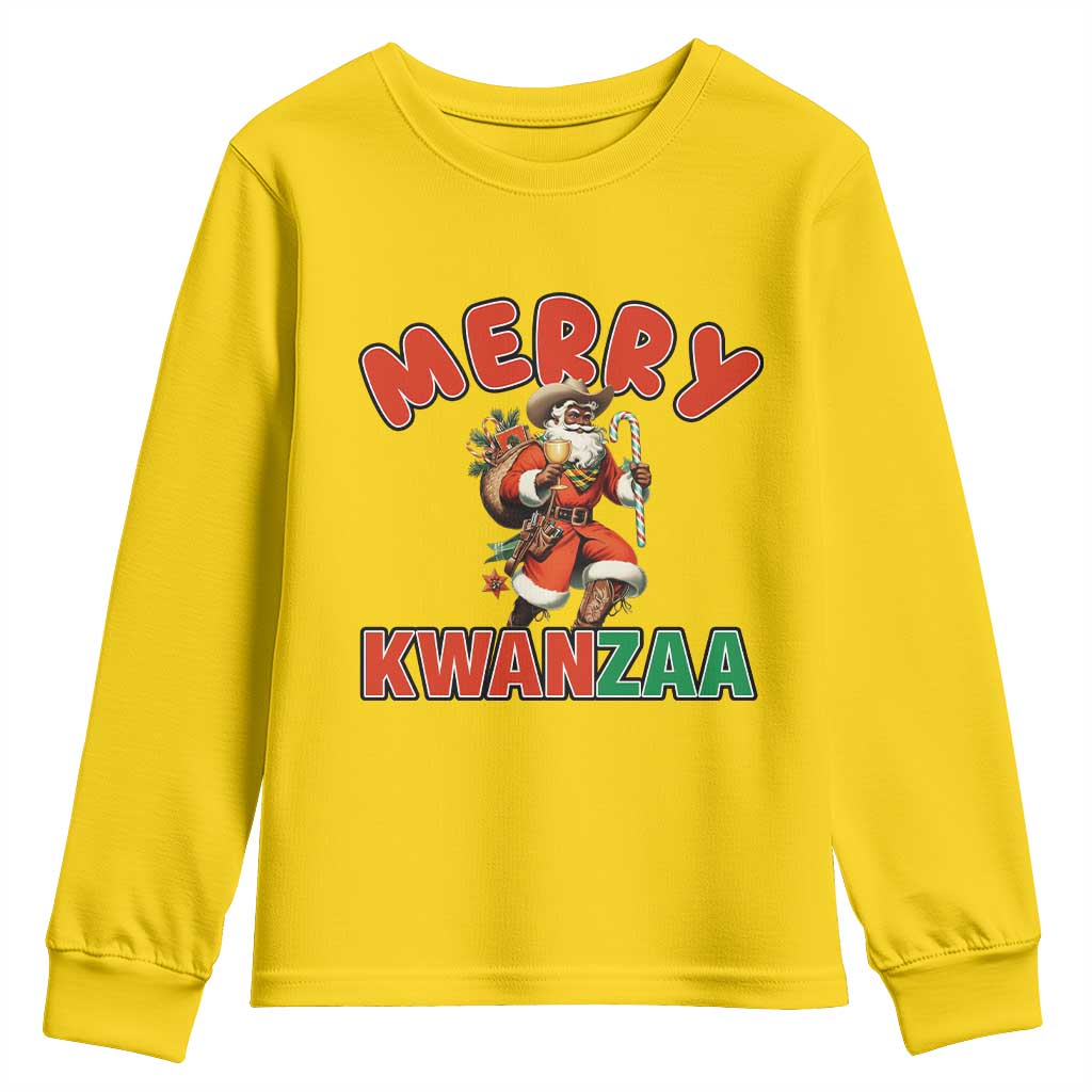 Merry Kwanzaa Cowboy Black Santa Youth Sweatshirt African American Christmas Gift TS12 Daisy Print Your Wear