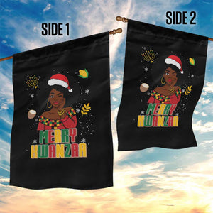 Merry Kwanzaa African American Girl Santa Hat Garden Flag Christmas Gift TS12 Print Your Wear