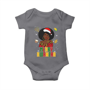 Merry Kwanzaa African American Girl Santa Hat Baby Onesie Christmas Gift TS12 Charcoal Print Your Wear