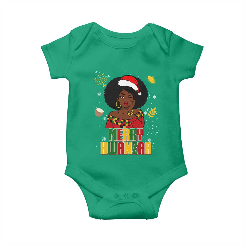 Merry Kwanzaa African American Girl Santa Hat Baby Onesie Christmas Gift TS12 Irish Green Print Your Wear