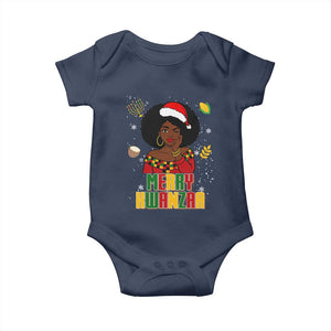 Merry Kwanzaa African American Girl Santa Hat Baby Onesie Christmas Gift TS12 Navy Print Your Wear