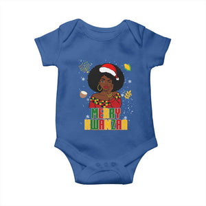 Merry Kwanzaa African American Girl Santa Hat Baby Onesie Christmas Gift TS12 Royal Blue Print Your Wear
