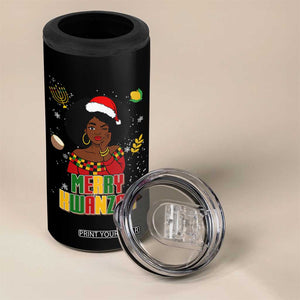 Merry Kwanzaa African American Girl Santa Hat 4 in 1 Can Cooler Tumbler Christmas Gift TS12 Print Your Wear