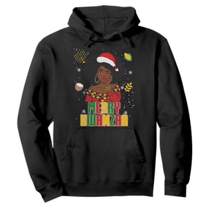 Merry Kwanzaa African American Girl Santa Hat Hoodie Christmas Gift TS12 Black Print Your Wear